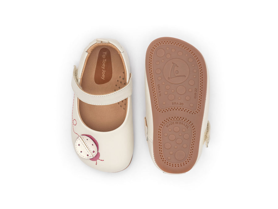 Tip Toey Joey Girl's Ladybug Mary Janes - Tapioca / Pitaya Stone / White Dream