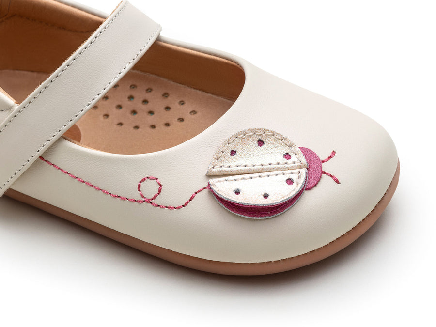Tip Toey Joey Girl's Ladybug Mary Janes - Tapioca / Pitaya Stone / White Dream