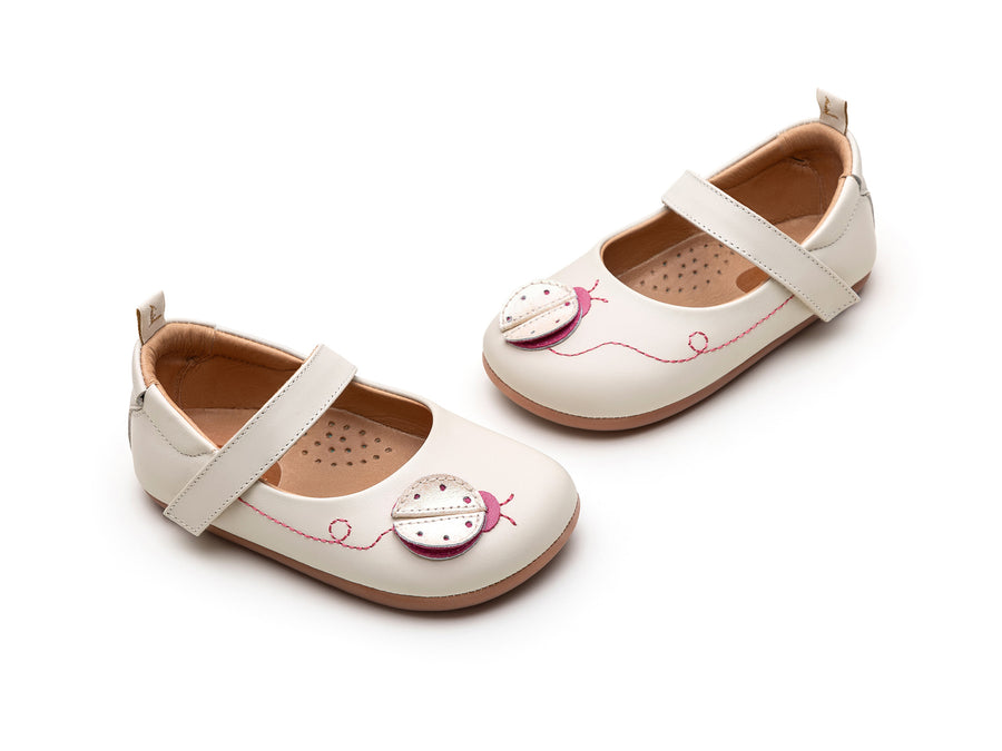 Tip Toey Joey Girl's Ladybug Mary Janes - Tapioca / Pitaya Stone / White Dream