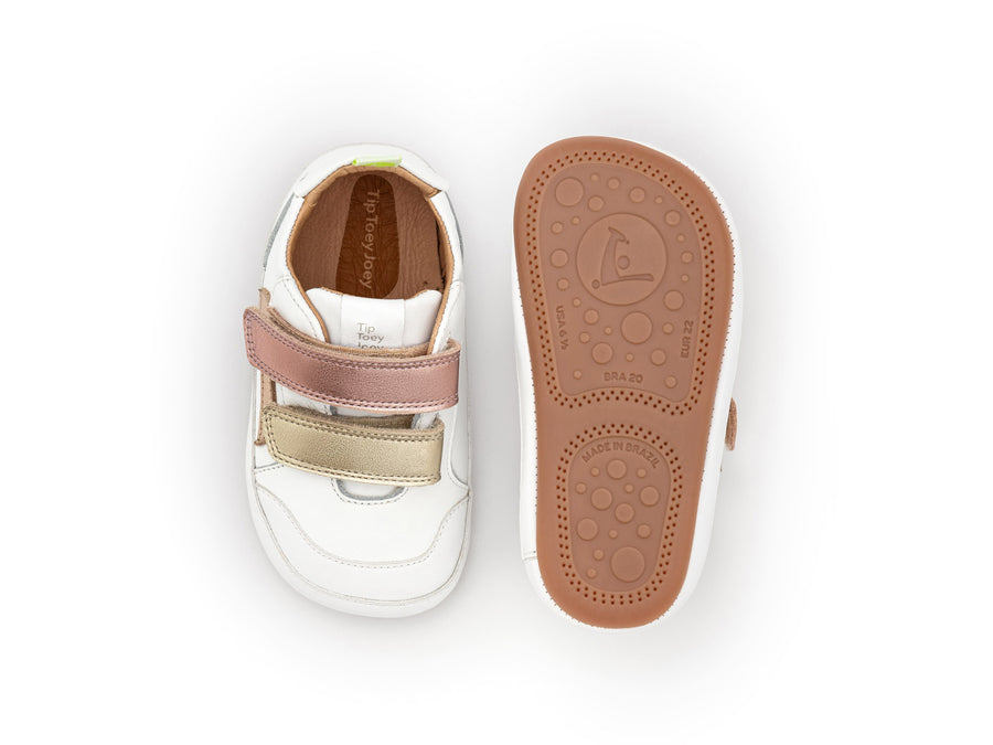 Tip Toey Joey Girl's Landy Sneakers - White / Champagne / Rose Gold