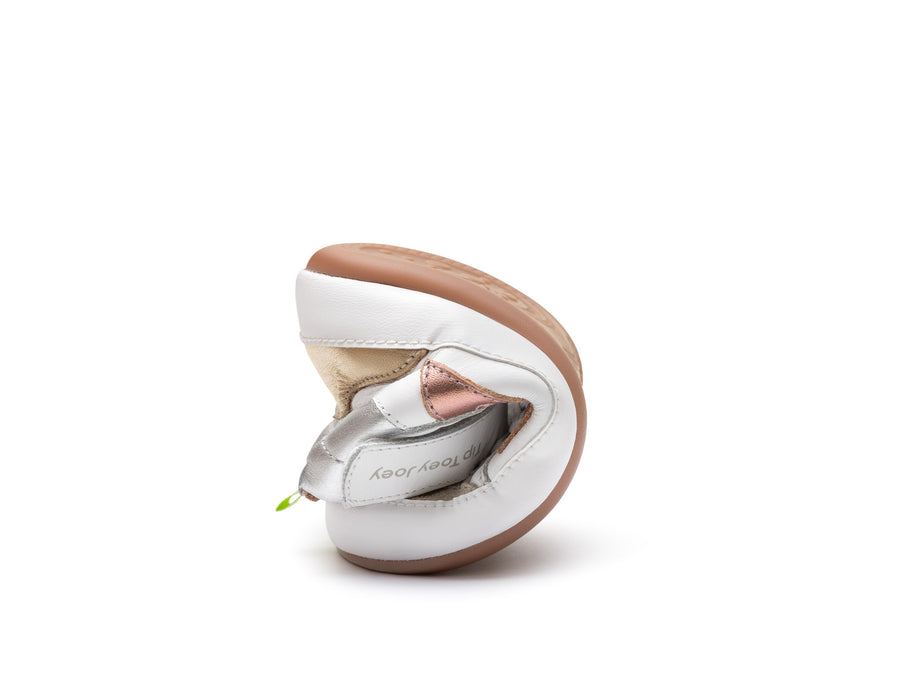 Tip Toey Joey Girl's Landy High-Top Sneakers - White / Rose Gold / Sterling Silver