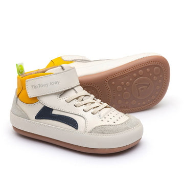 Tip Toey Joey Boy's and Girl's Landy High-Top Sneakers - Tapioca / Navy / Caja