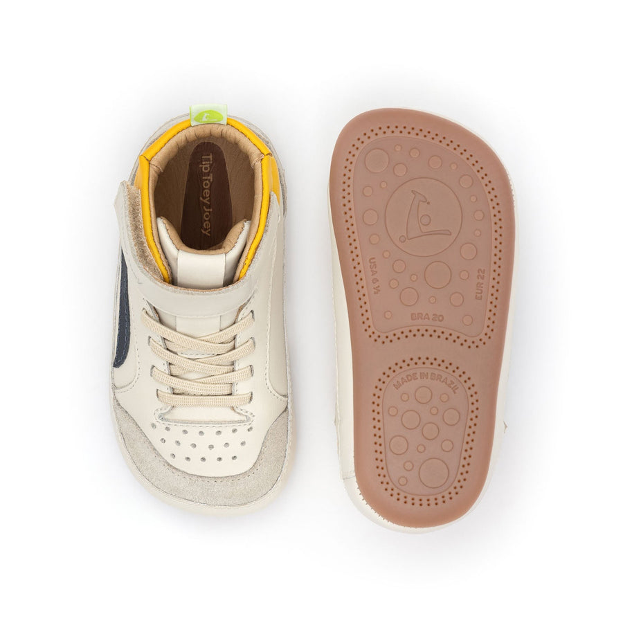 Tip Toey Joey Boy's and Girl's Landy High-Top Sneakers - Tapioca / Navy / Caja