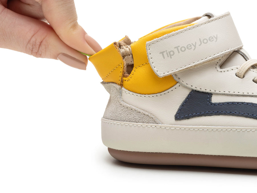 Tip Toey Joey Boy's and Girl's Landy High-Top Sneakers - Tapioca / Navy / Caja