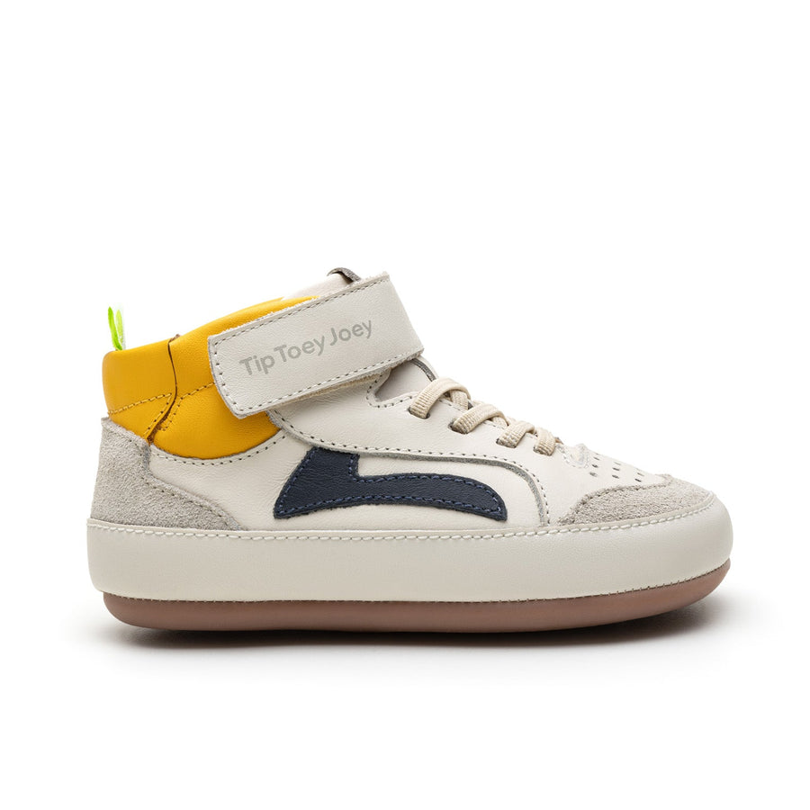 Tip Toey Joey Boy's and Girl's Landy High-Top Sneakers - Tapioca / Navy / Caja