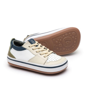 Tip Toey Joey Boy's and Girl's Ollie Sneakers - White / Tapioca / Olive Tree