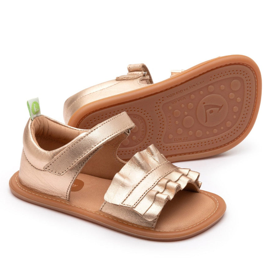 Tip Toey Joey Girl's Ruffy Sandals - Metalic Salmon