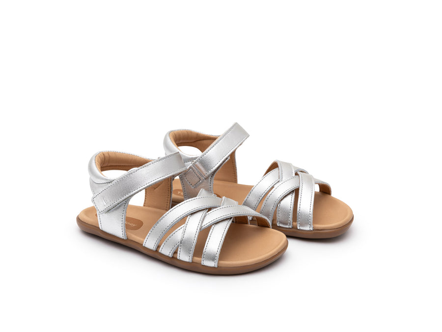 Tip Toey Joey Girl's Criss Cross Sandals - Sterling Silver