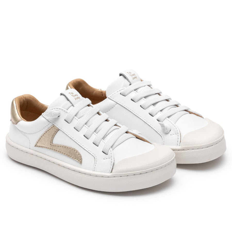 Tip Toey Joey Boy's and Girl's Ground Sneakers - White / Champagne