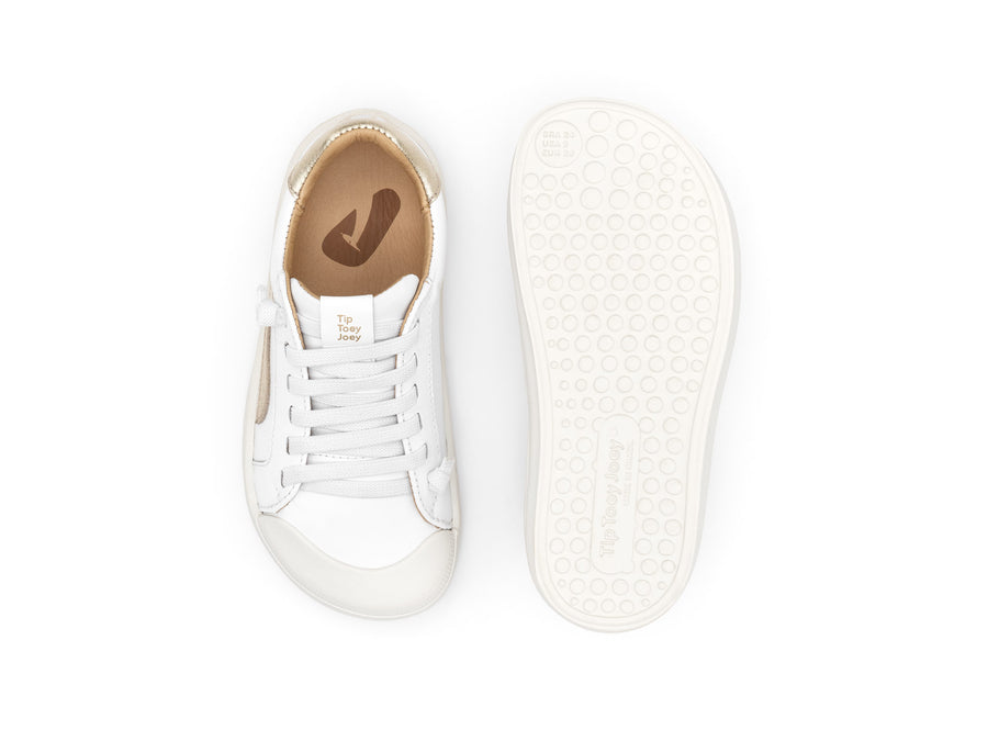 Tip Toey Joey Boy's and Girl's Ground Sneakers - White / Champagne