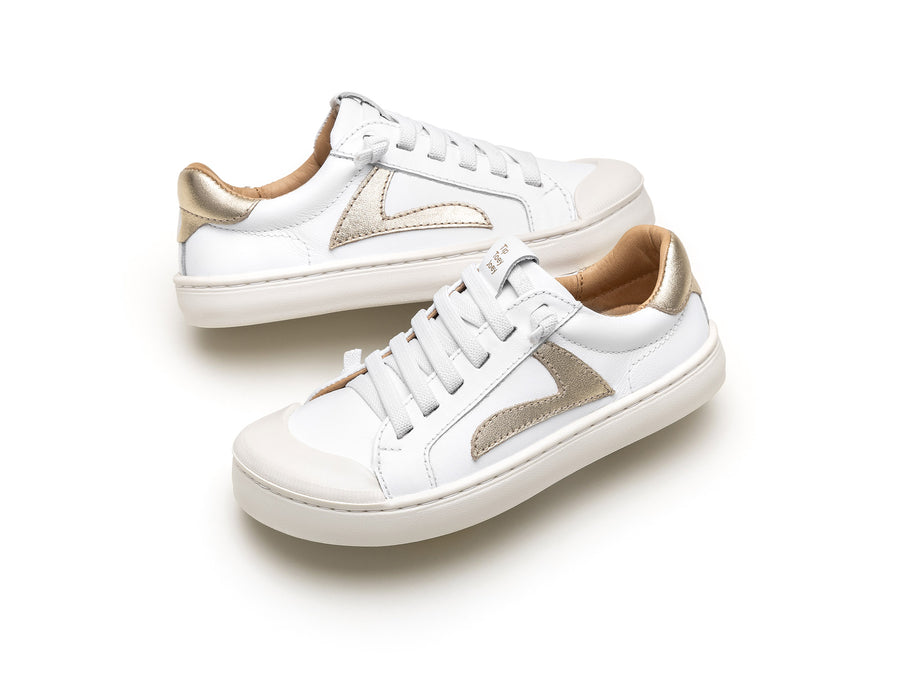 Tip Toey Joey Boy's and Girl's Ground Sneakers - White / Champagne