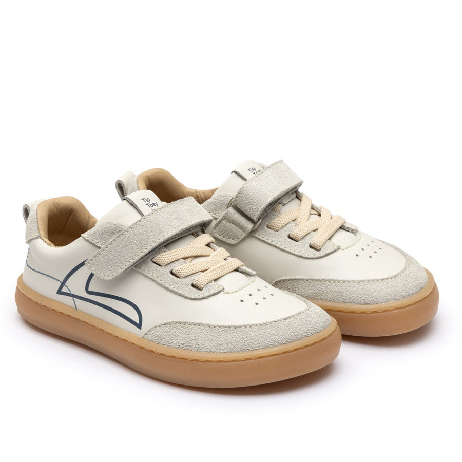 Tip Toey Joey Boy's and Girl's Outline Sneakers - Tapioca / Ivory Suede