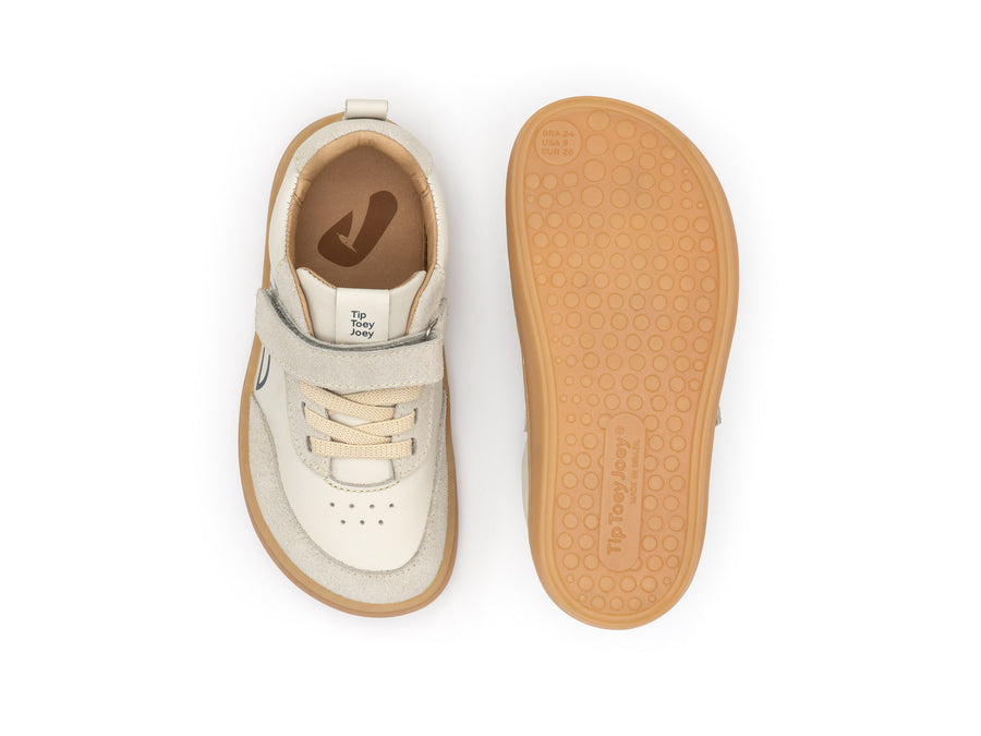 Tip Toey Joey Boy's and Girl's Outline Sneakers - Tapioca / Ivory Suede