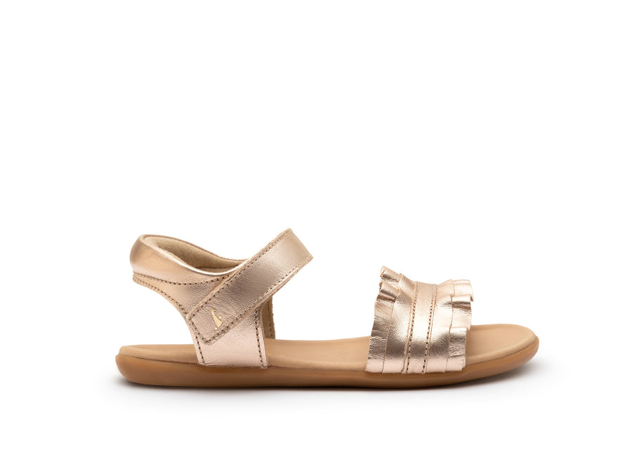 Tip Toey Joey Girl's Ruffle Sandals - Metalic Salmon