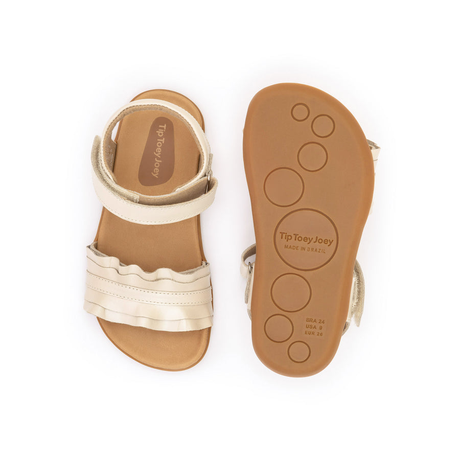 Tip Toey Joey Girl's Ruffle Casual Shoes - Antique White