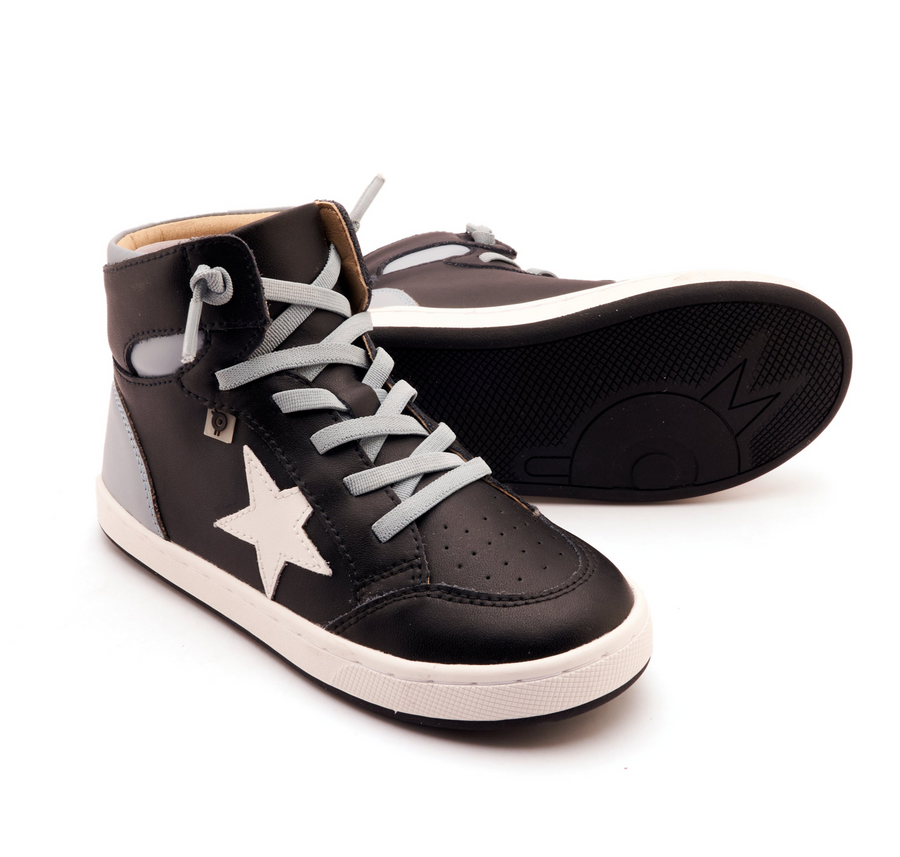 Old Soles Boy's and Girl's Starling Casual Shoes - Black / Snow / Dusty Blue