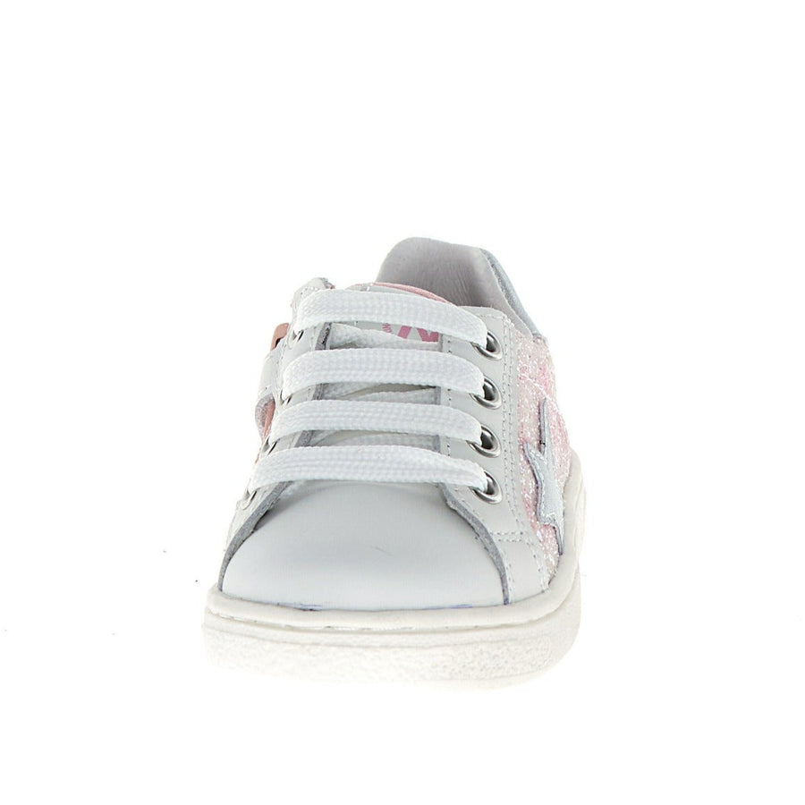 Naturino Girl's Pinn Zip Lace Up Casual Shoes - White/Pink/Silver