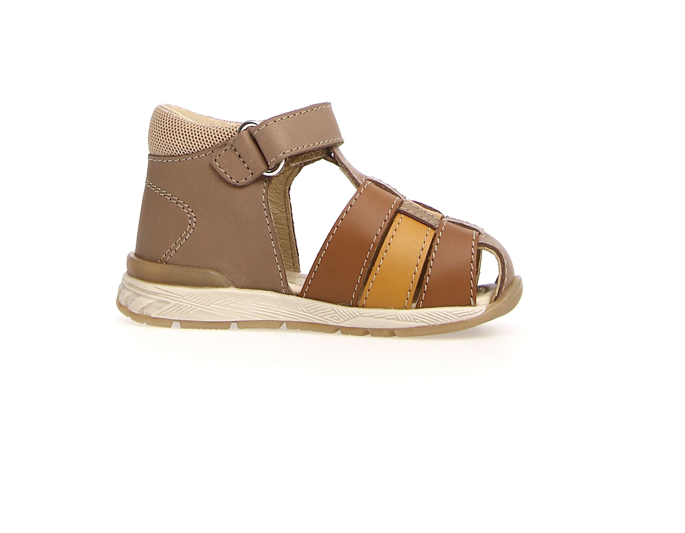 Sandales Semi Falcotto - Cuir Souple - Semelle Caoutchouc - Scratch - Pour Enfants