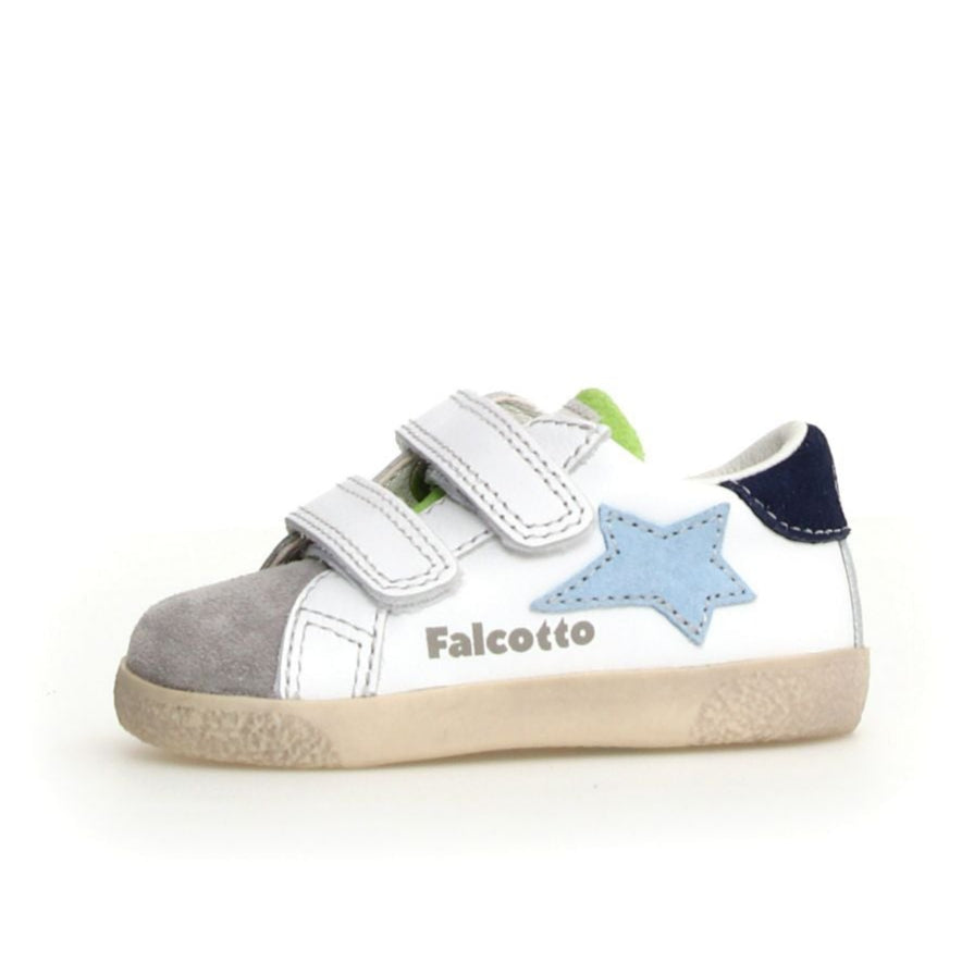 Falcotto Boy's Alnoite 2 Vl Casual Shoe with Hoop and Loop Closure - Grey/White/Light Dream