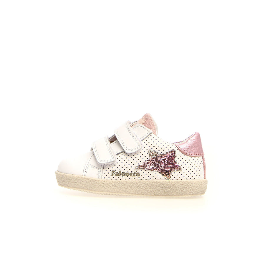 Falcotto Alnoite VL Girl's Sneakers - Metallic White/Pink
