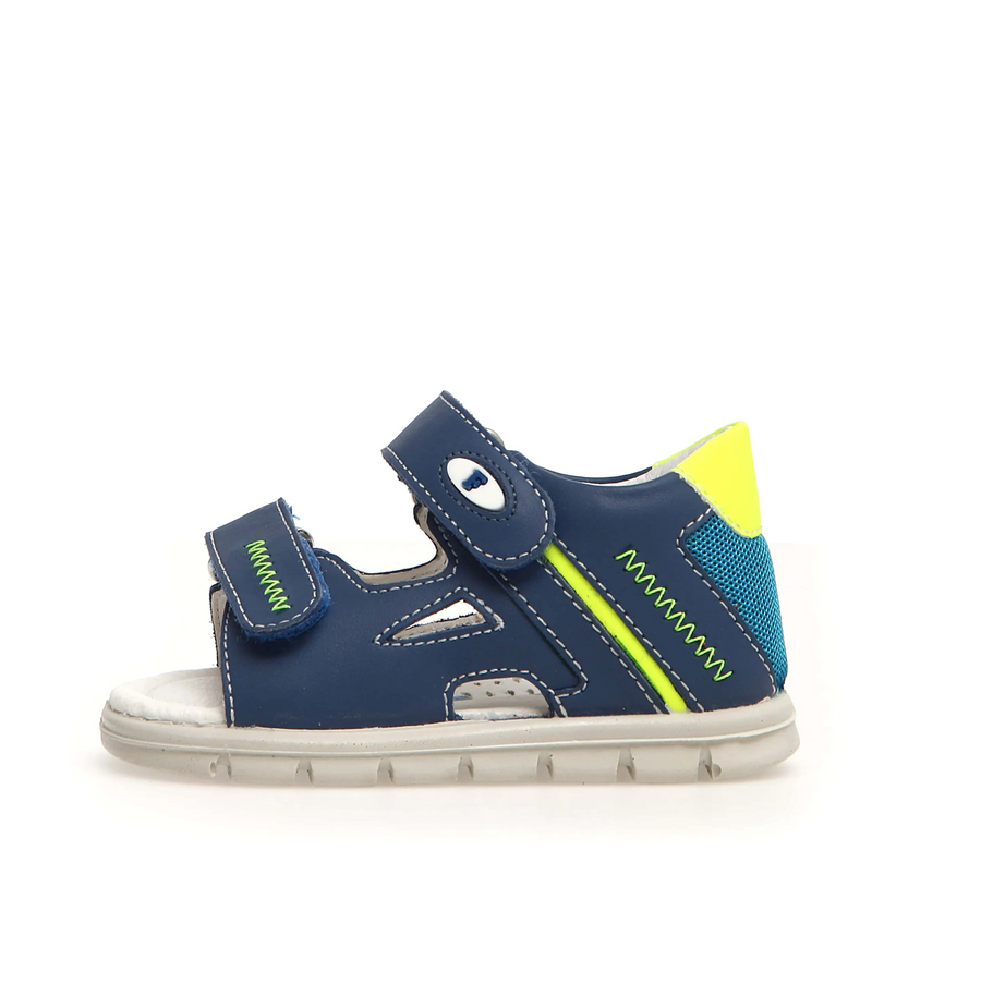Falcotto Glimmery Boy's and Girl's Sandals - Azure/Yellow Fluo