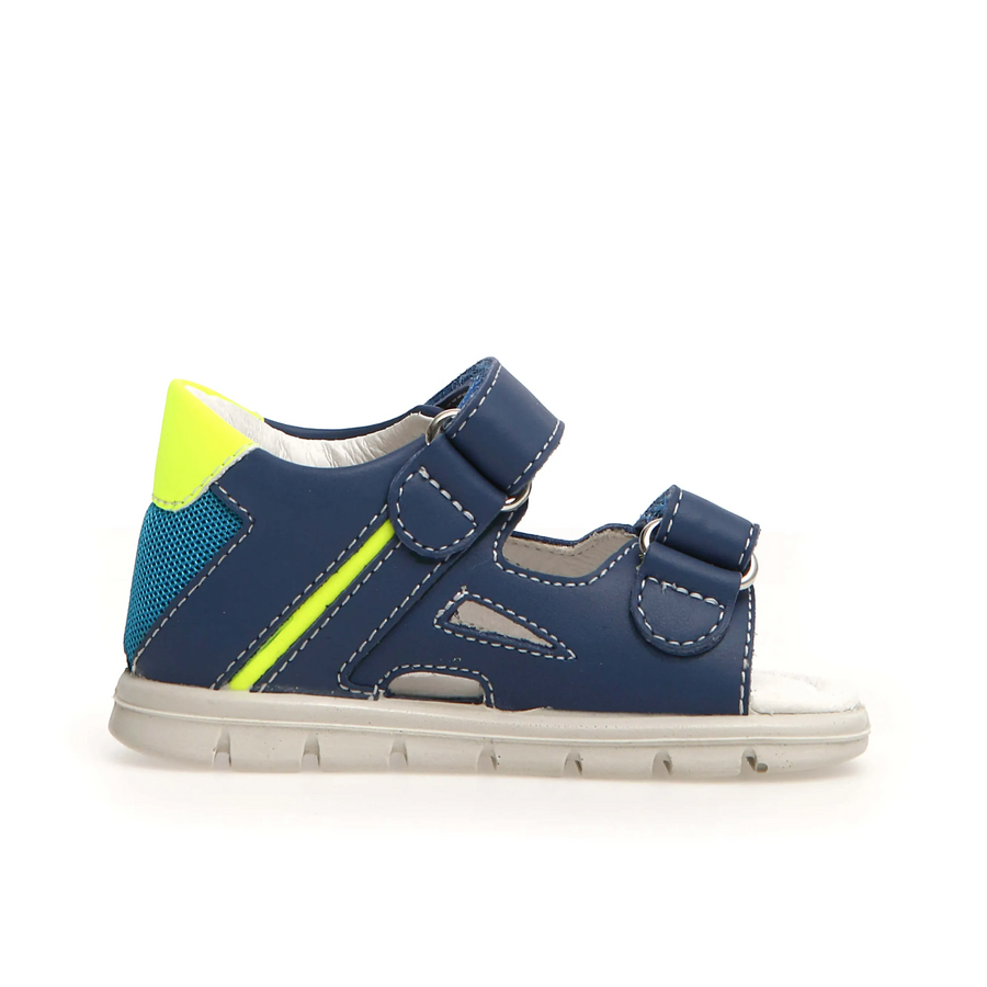 Falcotto Glimmery Boy's and Girl's Sandals - Azure/Yellow Fluo