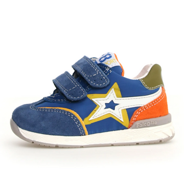 Falcotto Boy's New Ferdi 3 Vl Sneakers - Azure / Orange / White