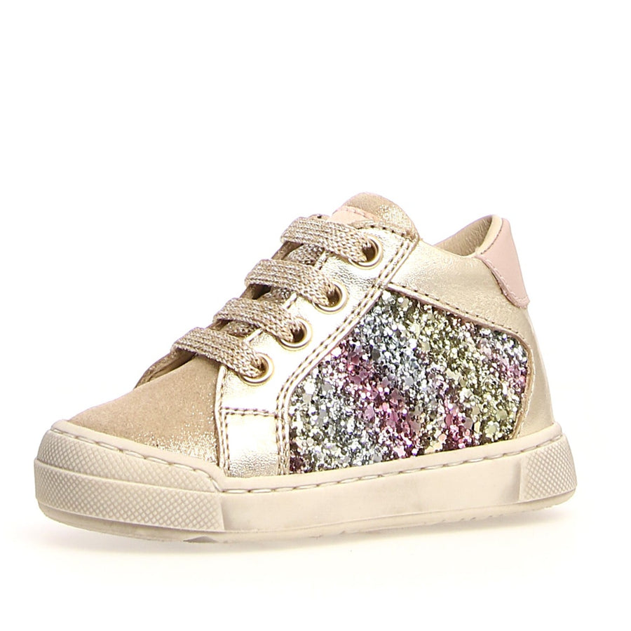 Naturino Falcotto Girl's Metallic Glitter Shaded Patiula Zip Sneakers, Platinum/Multi