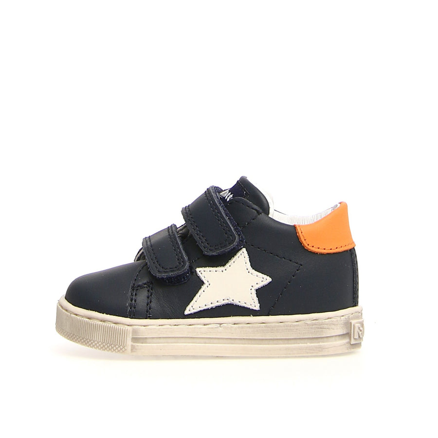 Falcotto Boy's and Girl's Sasha Vl Calf Fashion Sneakers, Navy/Orange