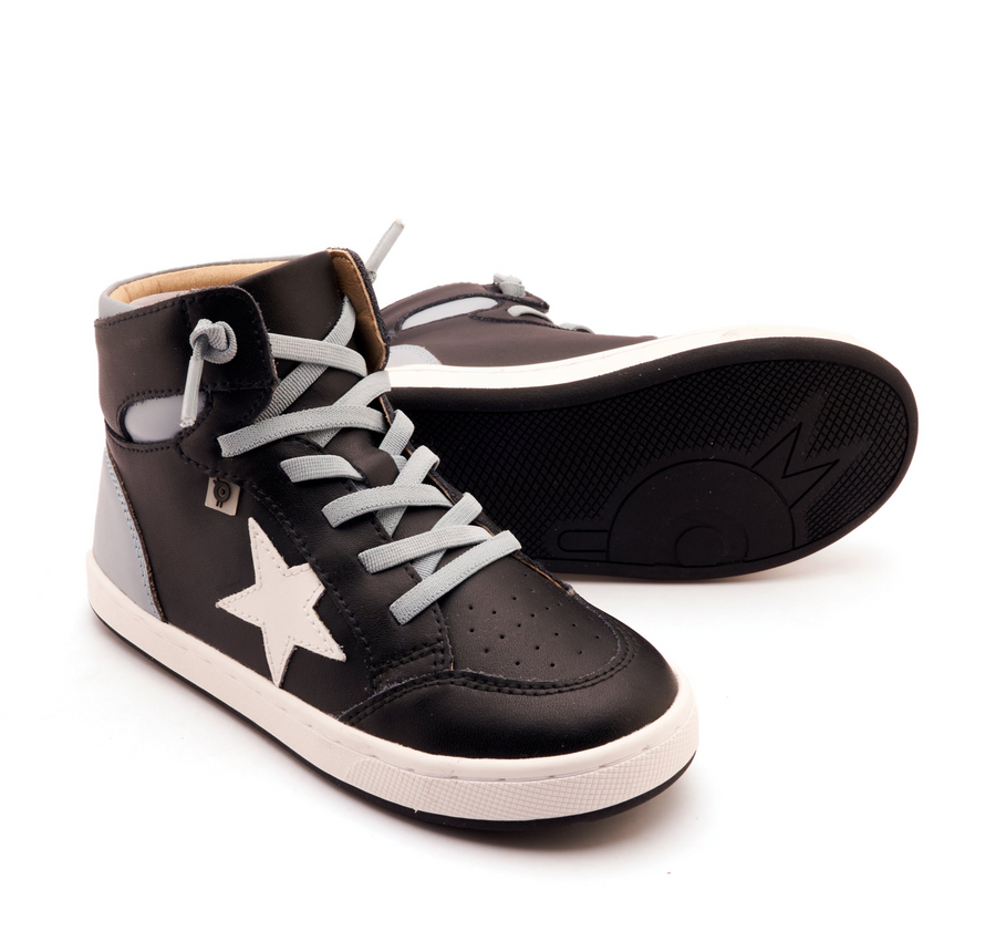 Old Soles Boy's and Girl's Starling Casual Shoes - Black / Snow / Dusty Blue