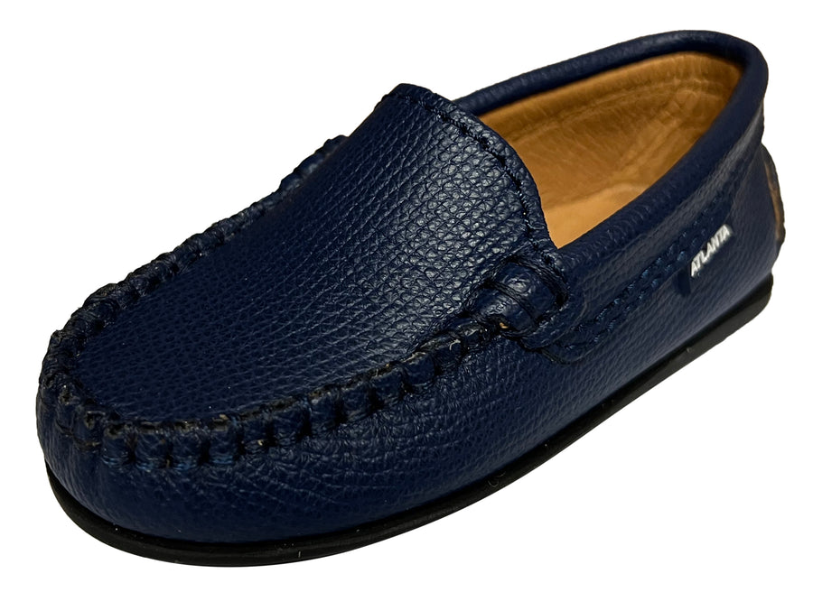 Atlanta Mocassin Boy's and Girl's Loafers, Blue Little Grainy