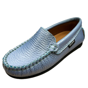 Atlanta Moccasin Boy's and Girl's Originals 015 Plain Vamp Loafers - Blue Cashemire Foggi