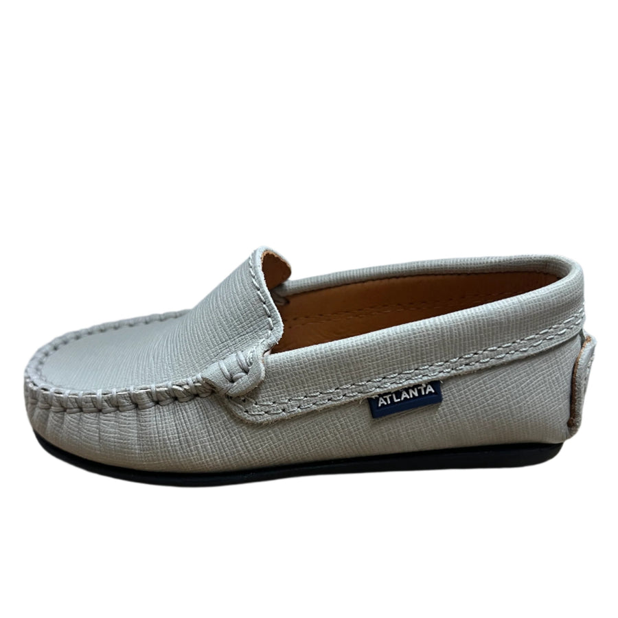 Atlanta Moccasin Boy's and Girl's Originals 015 Plain Vamp Loafers - Grey Stone Safiano