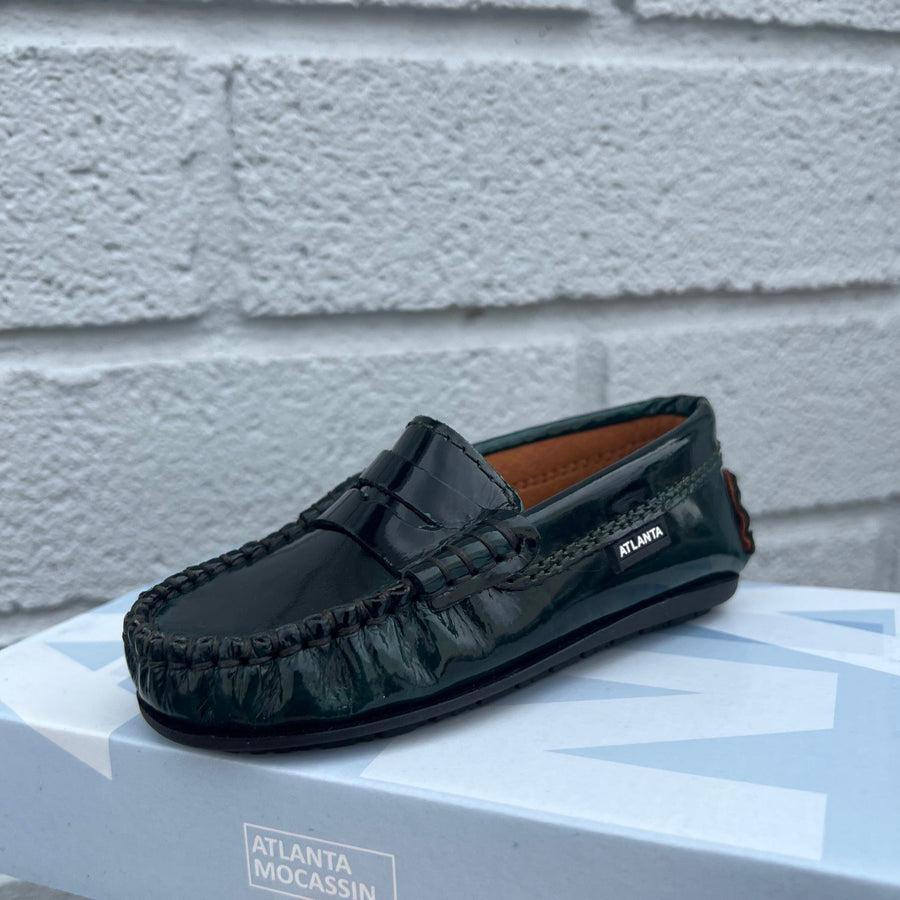 Atlanta Mocassin Boy's and Girl's 032 Penny Loafer, Green Pull Vernice