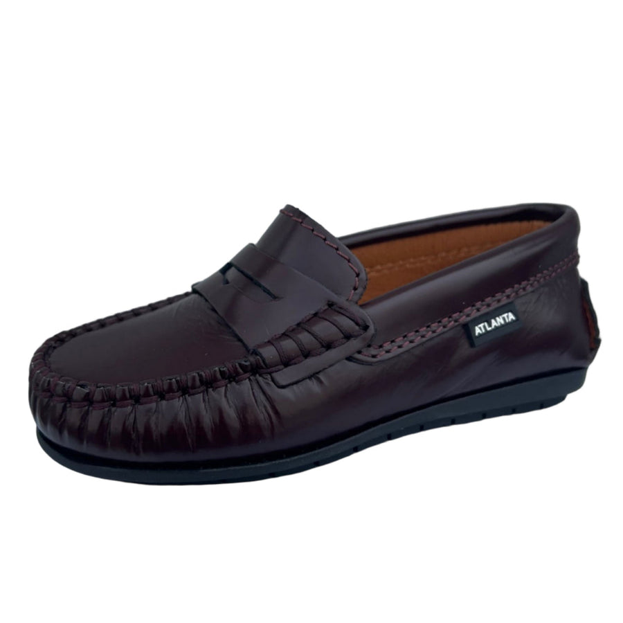 Atlanta Mocassin Boy's and Girl's 032 Penny Loafer, Burgundy Dark Glace