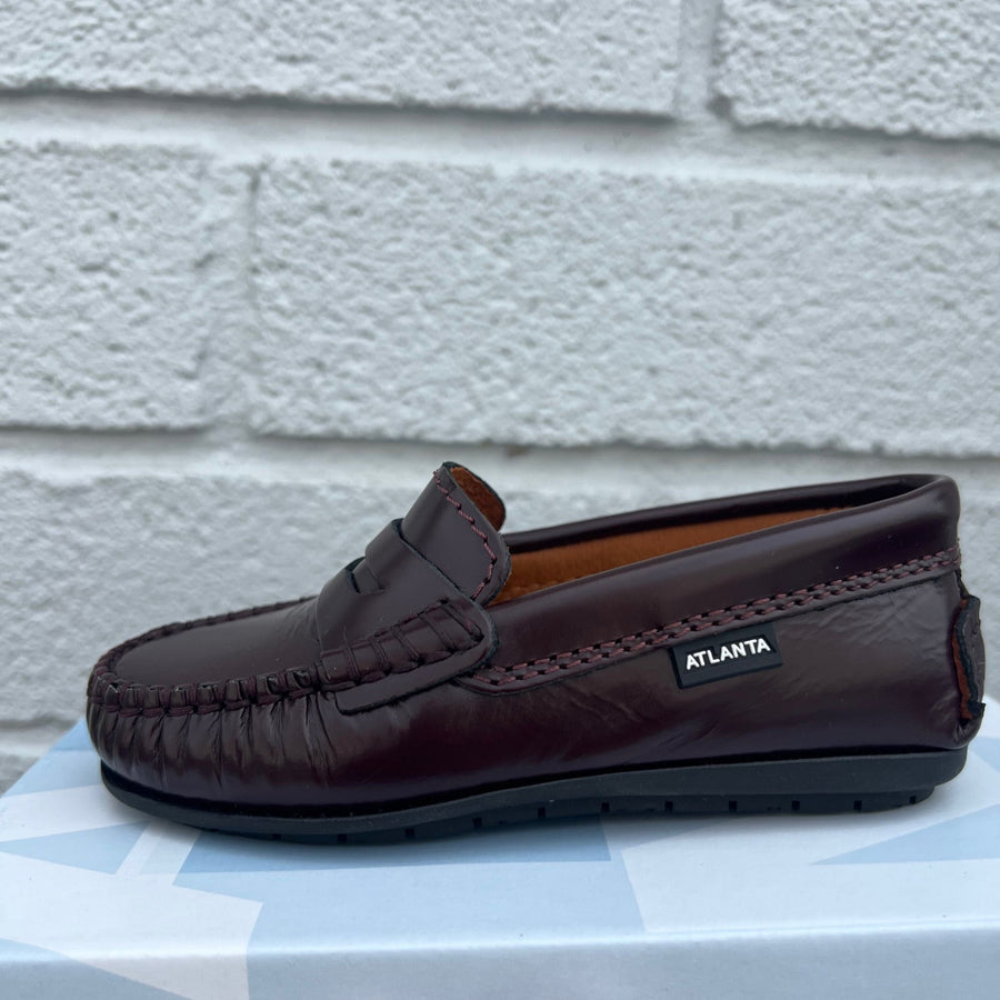 Atlanta Mocassin Boy's and Girl's 032 Penny Loafer, Burgundy Dark Glace