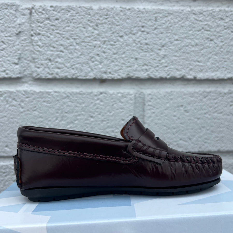 Atlanta Mocassin Boy's and Girl's 032 Penny Loafer, Burgundy Dark Glace