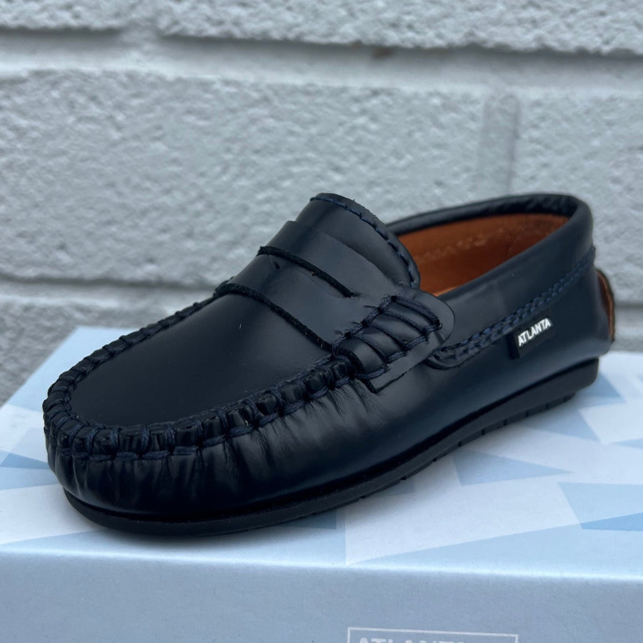 Atlanta Mocassin Boy's and Girl's 032 Penny Loafer, Blue Dark Glace