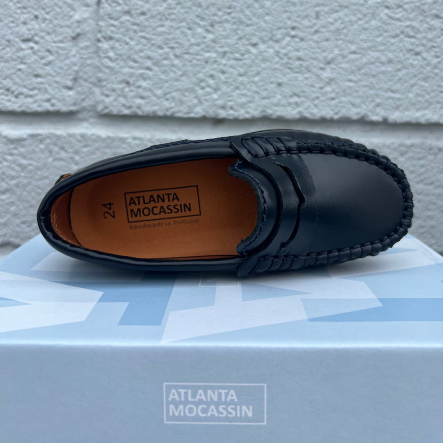 Atlanta Mocassin Boy's and Girl's 032 Penny Loafer, Blue Dark Glace
