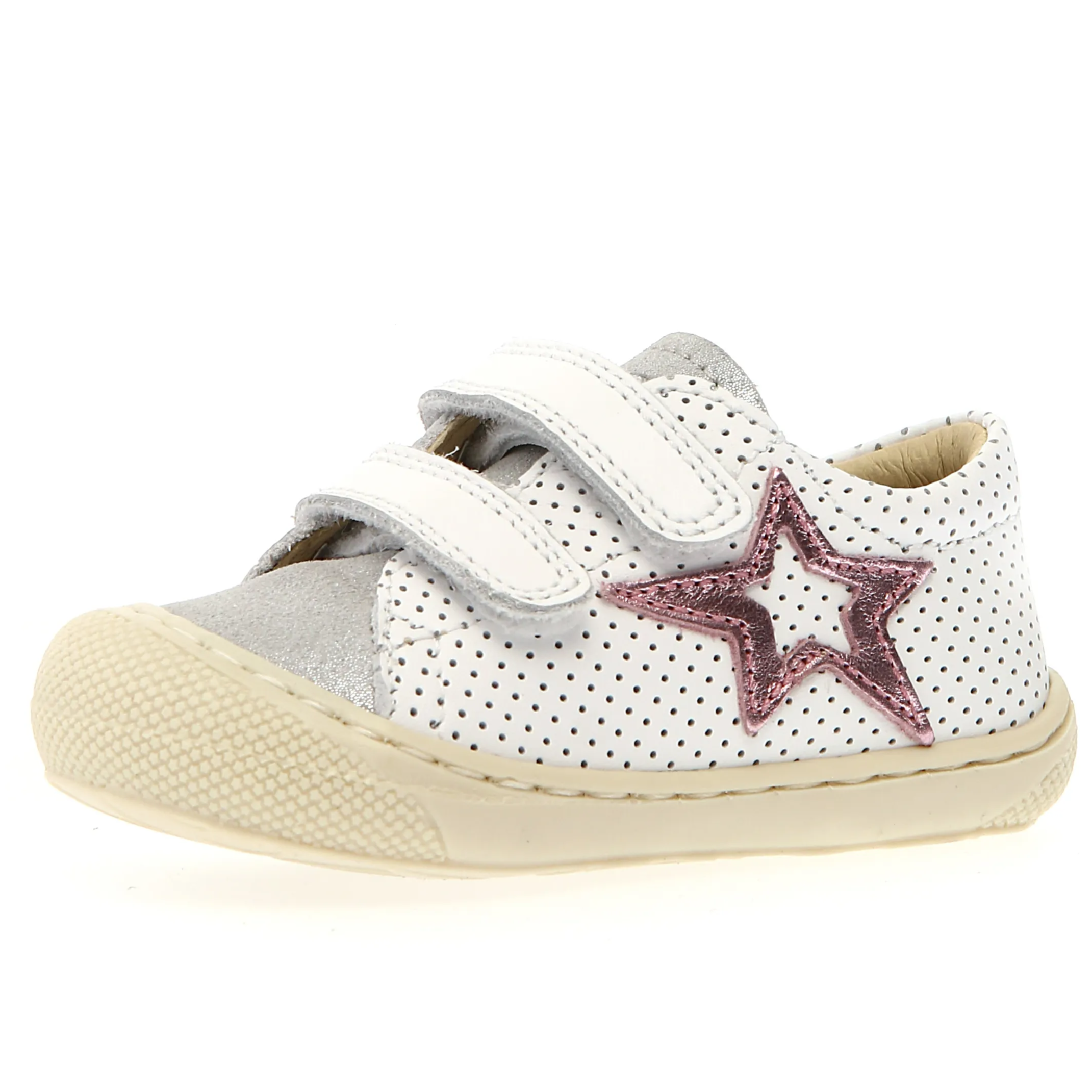 Naturino Girl's Kolde Low Vl Casual Shoes - White / Silver / Pink ...