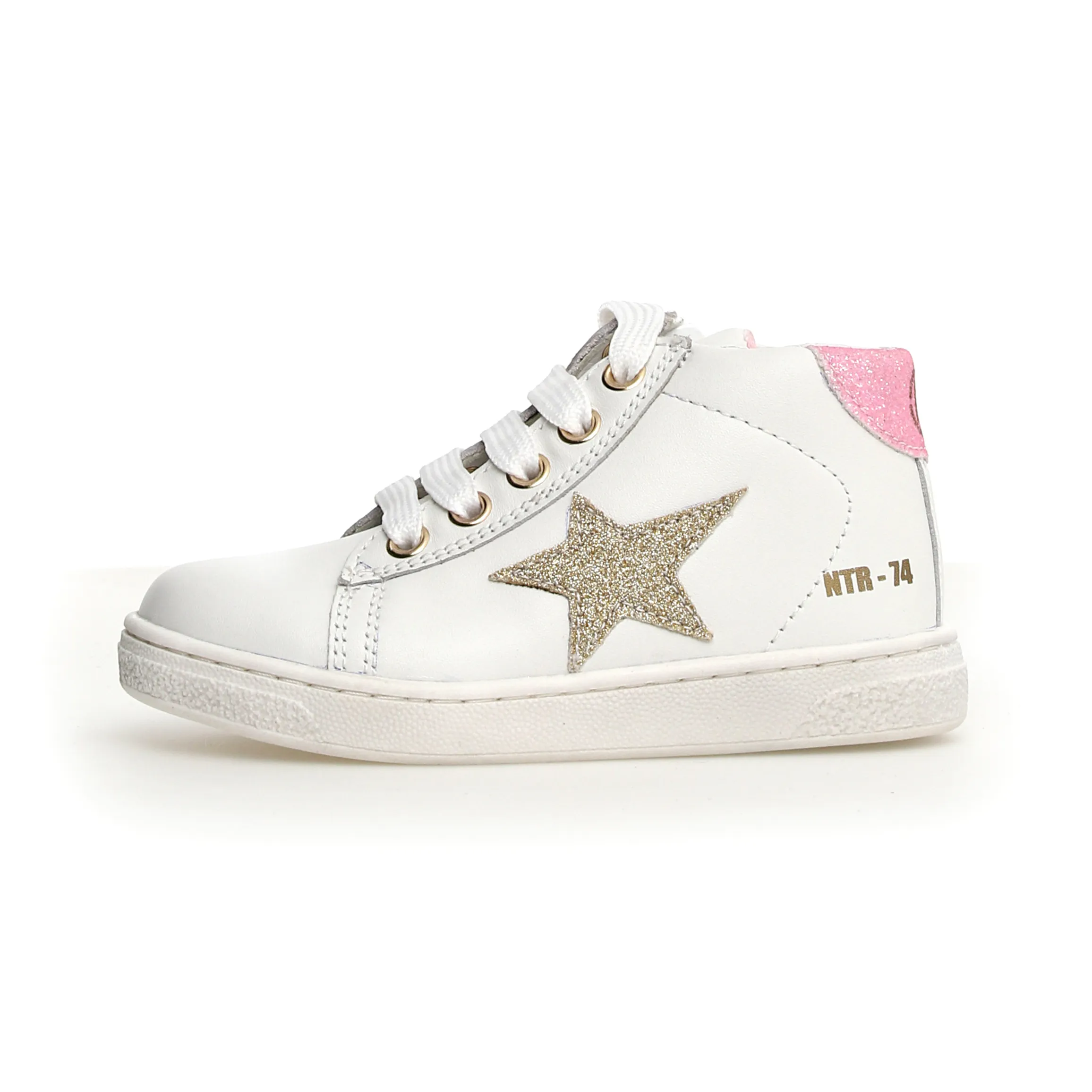 Naturino Pinn High Zip Girl's Casual Shoes - White/Platinum – Just