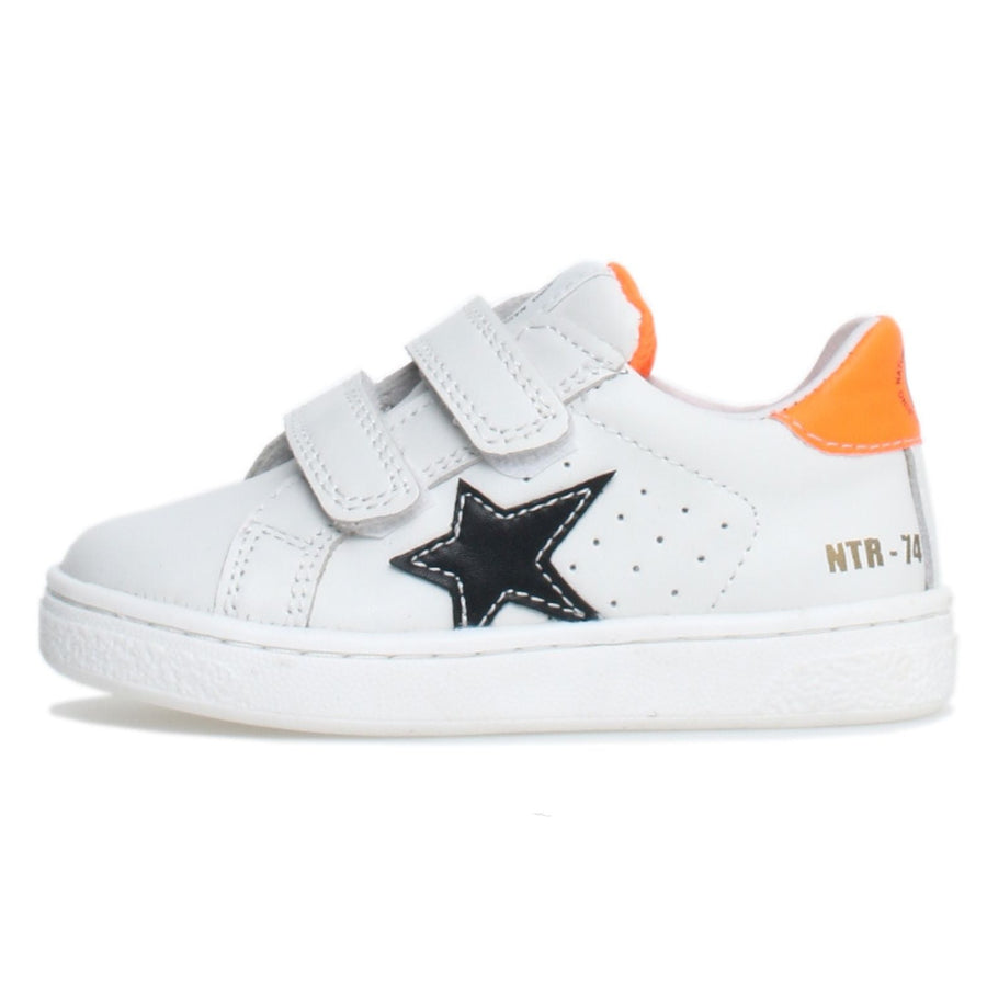 Naturino Pinn VL Boy's and Girl's Sneakers - White/Black/Orange Fluorescent