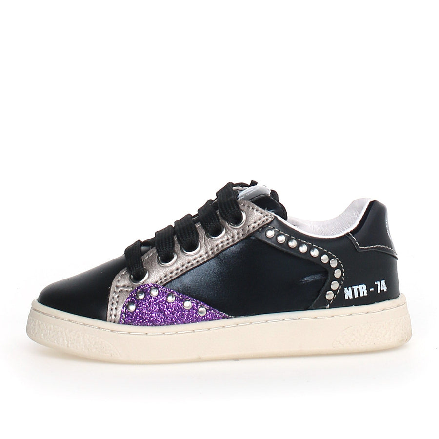 Naturino Girl's Quar Zip Fashion Sneakers - Black/Violet