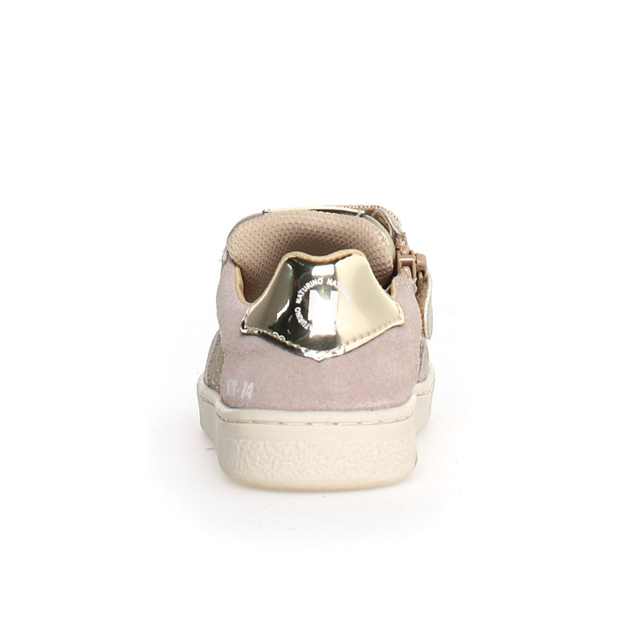 Naturino Girl's Quar Zip Glitter Sneakers - Platinum Beige