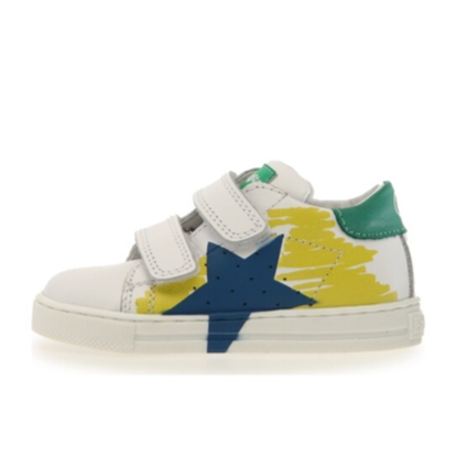 Falcotto Boy's Salazar Painted Vl Casual Shoes - White / Yellow / Azure