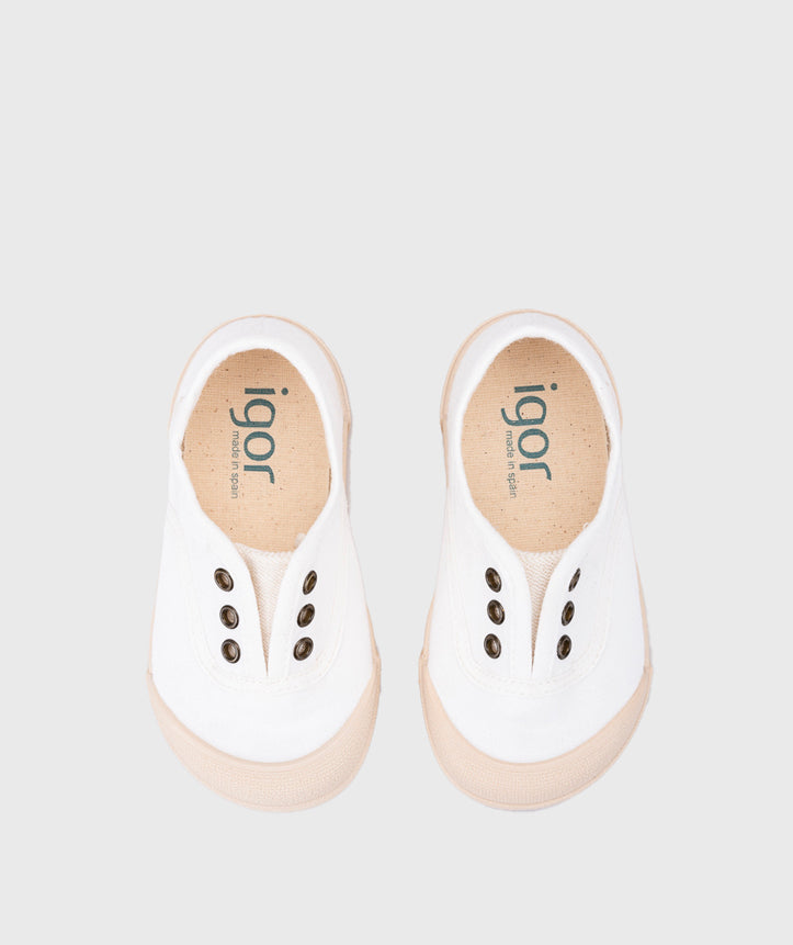 Igor Boy's And Girl's Lona Laceless Shoes - Blanco