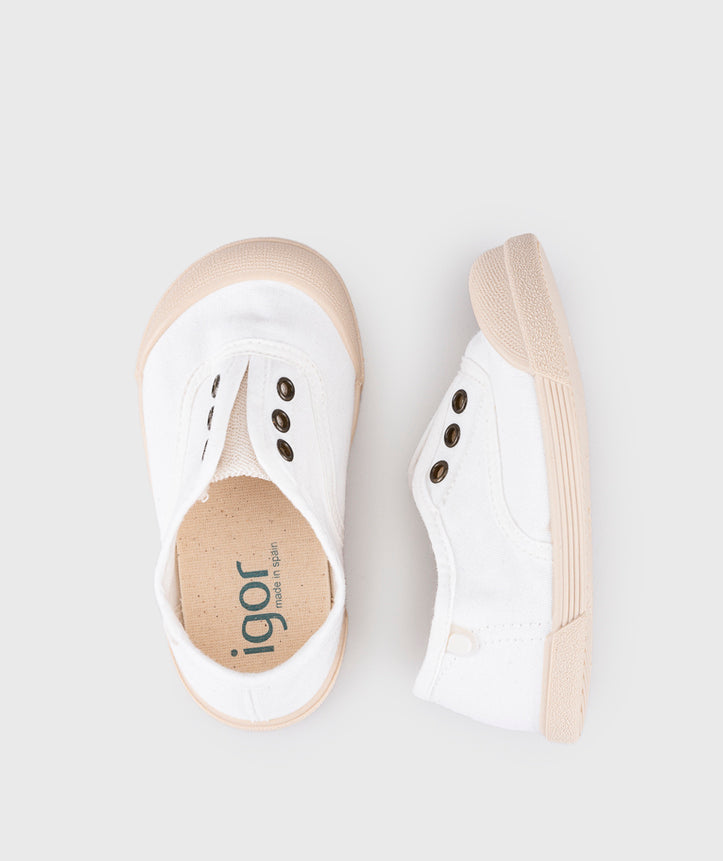 Igor Boy's And Girl's Lona Laceless Shoes - Blanco