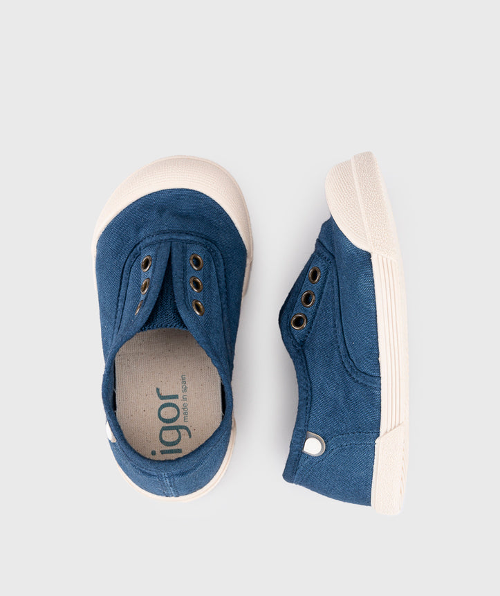 Igor Boy's And Girl's Lona Laceless Shoes - Marino