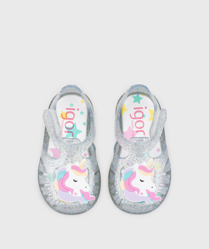 Igor Girl's Tobby Unicornio Sandals - Tr.Transp. Multi Glitter