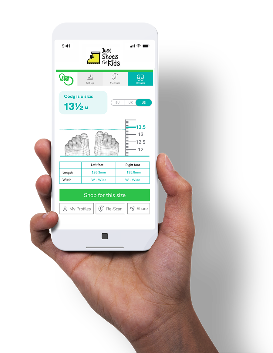 SizeWise scan results on a mobile phone